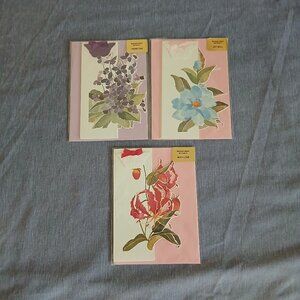 Second Nature Floral Greeting Cards:Message under butterfly Thank You, Love Well